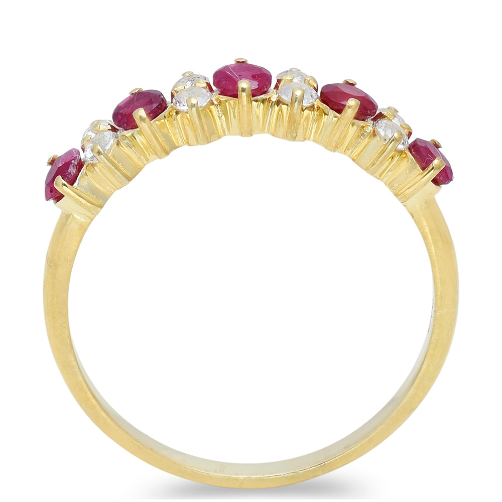 Pozlátený Strieborný Prsteň s Madagaskarským Rubínom a Bielym Topásom 2 