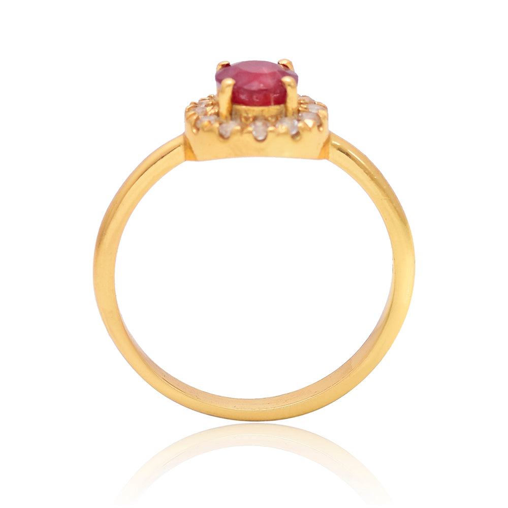 Pozlátený Strieborný Prsteň s Madagaskarským Rubínom a Bielym Topásom 2 