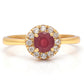 Pozlátený Strieborný Prsteň s Madagaskarským Rubínom a Bielym Topásom