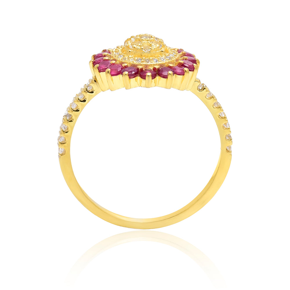 Pozlátený Strieborný Prsteň s Madagaskarským Rubínom a Bielym Topásom 4 