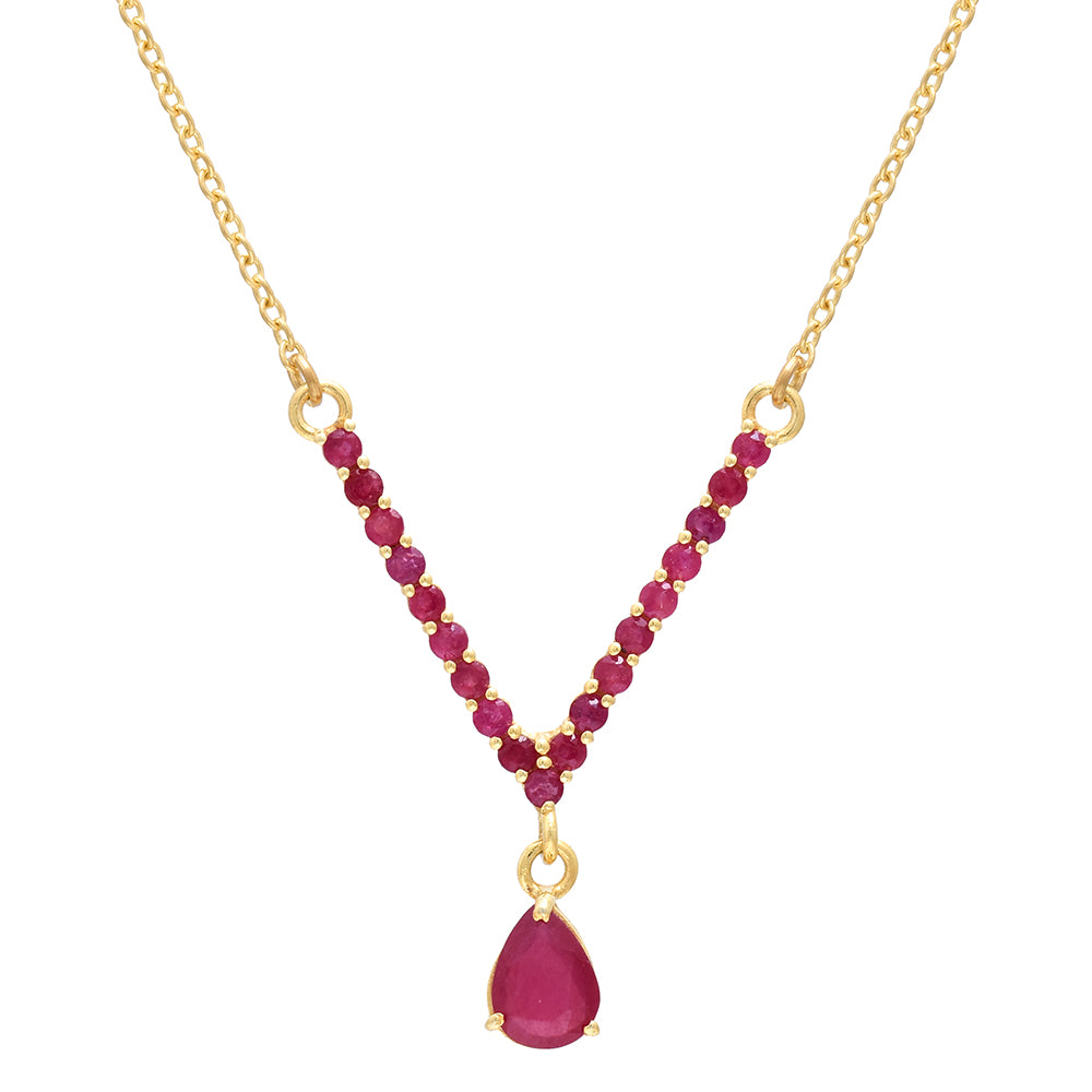 Pozlátený Strieborný Náhrdelník s Madagaskarským Rubínom 1 