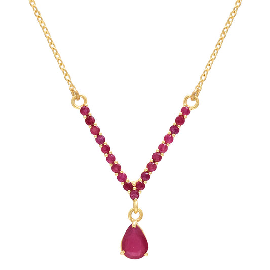 Pozlátený Strieborný Náhrdelník s Madagaskarským Rubínom