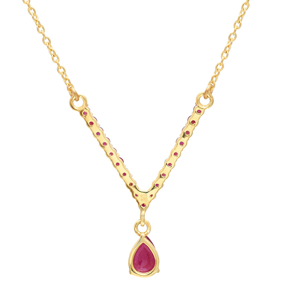 Pozlátený Strieborný Náhrdelník s Madagaskarským Rubínom 3 