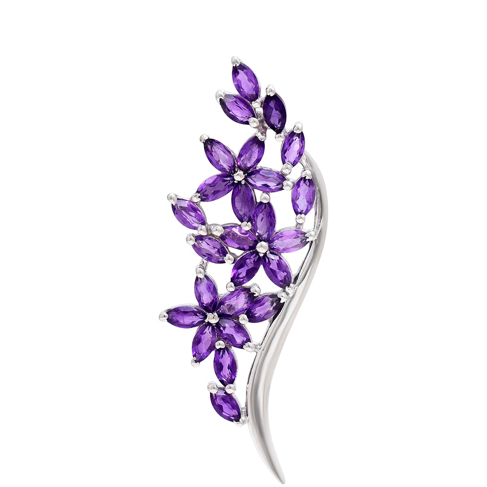 Strieborný Brošňa s Marockým Ametystom