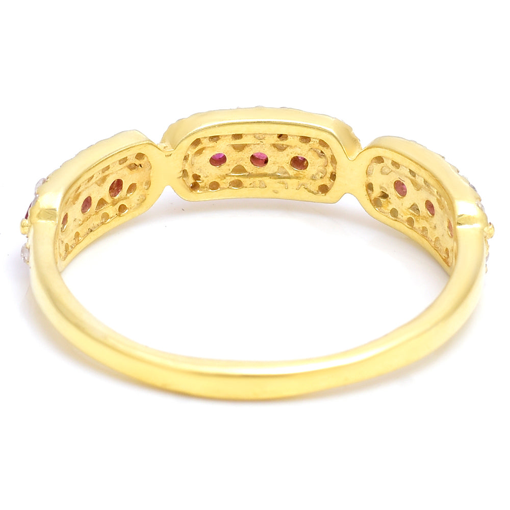 Pozlátený Strieborný Prsteň s Madagaskarským Rubínom a Bielym Topásom