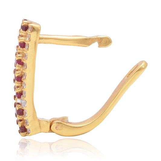 Pozlátené Strieborné Náušnice s Madagaskarským Rubínom a Bielym Topásom