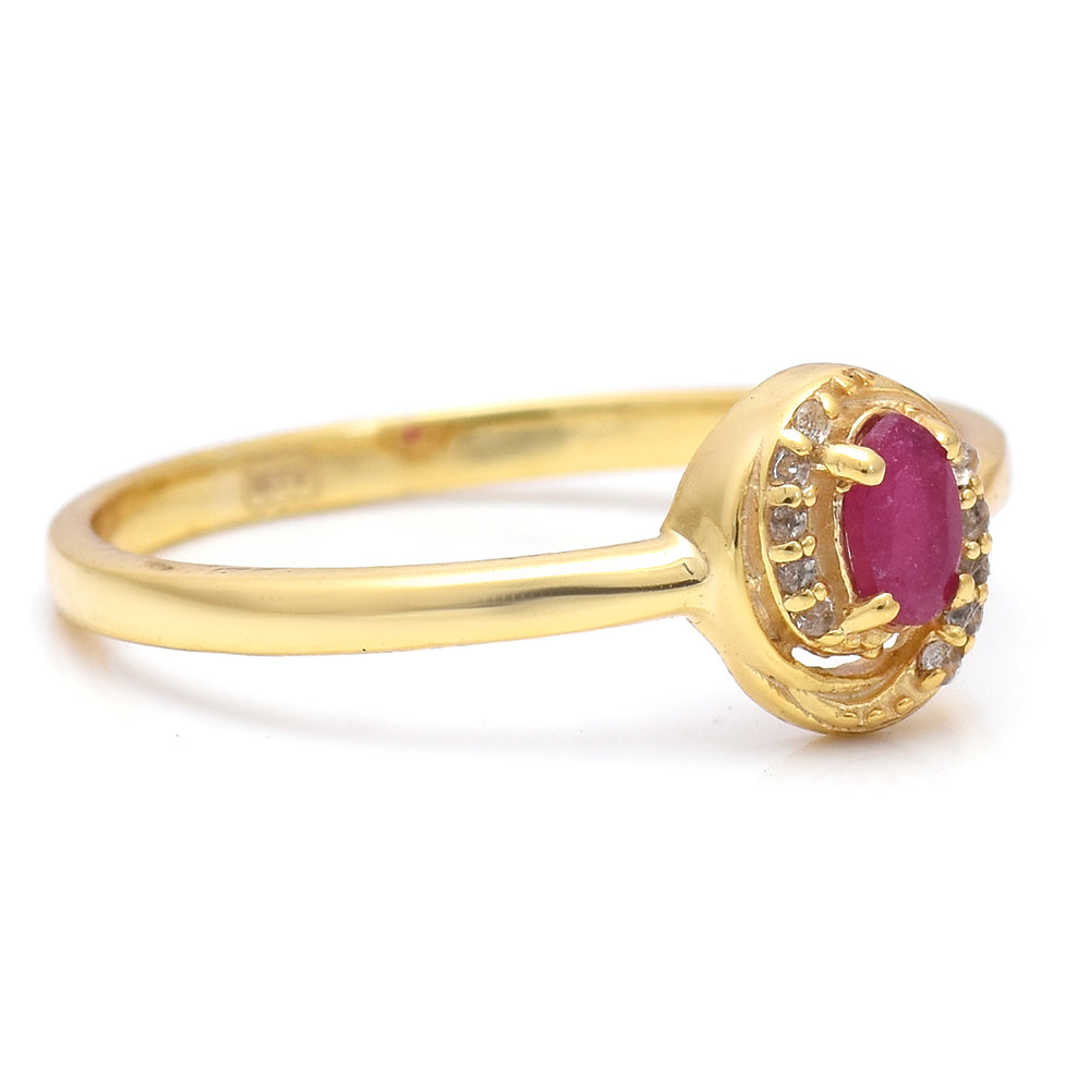 Pozlátený Strieborný Prsteň s Madagaskarským Rubínom a Bielym Topásom 3 