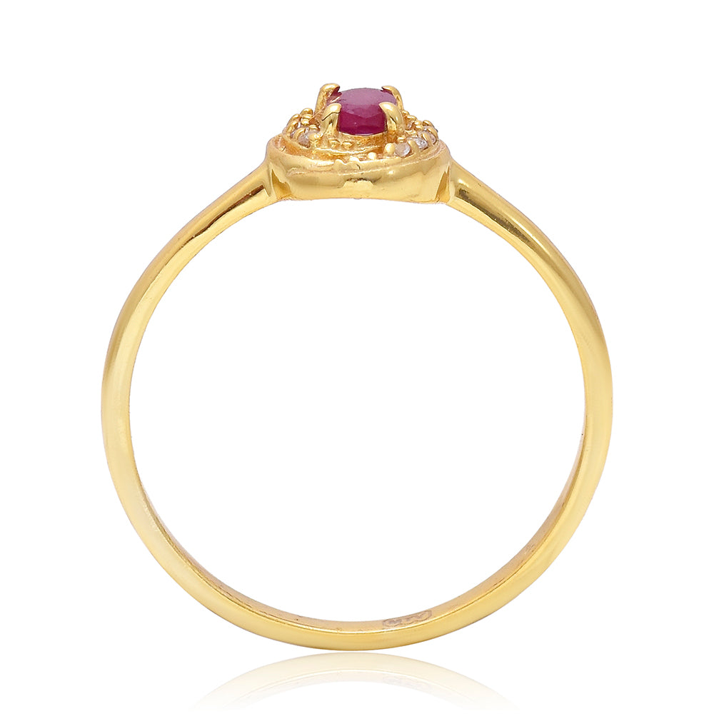 Pozlátený Strieborný Prsteň s Madagaskarským Rubínom a Bielym Topásom 7 
