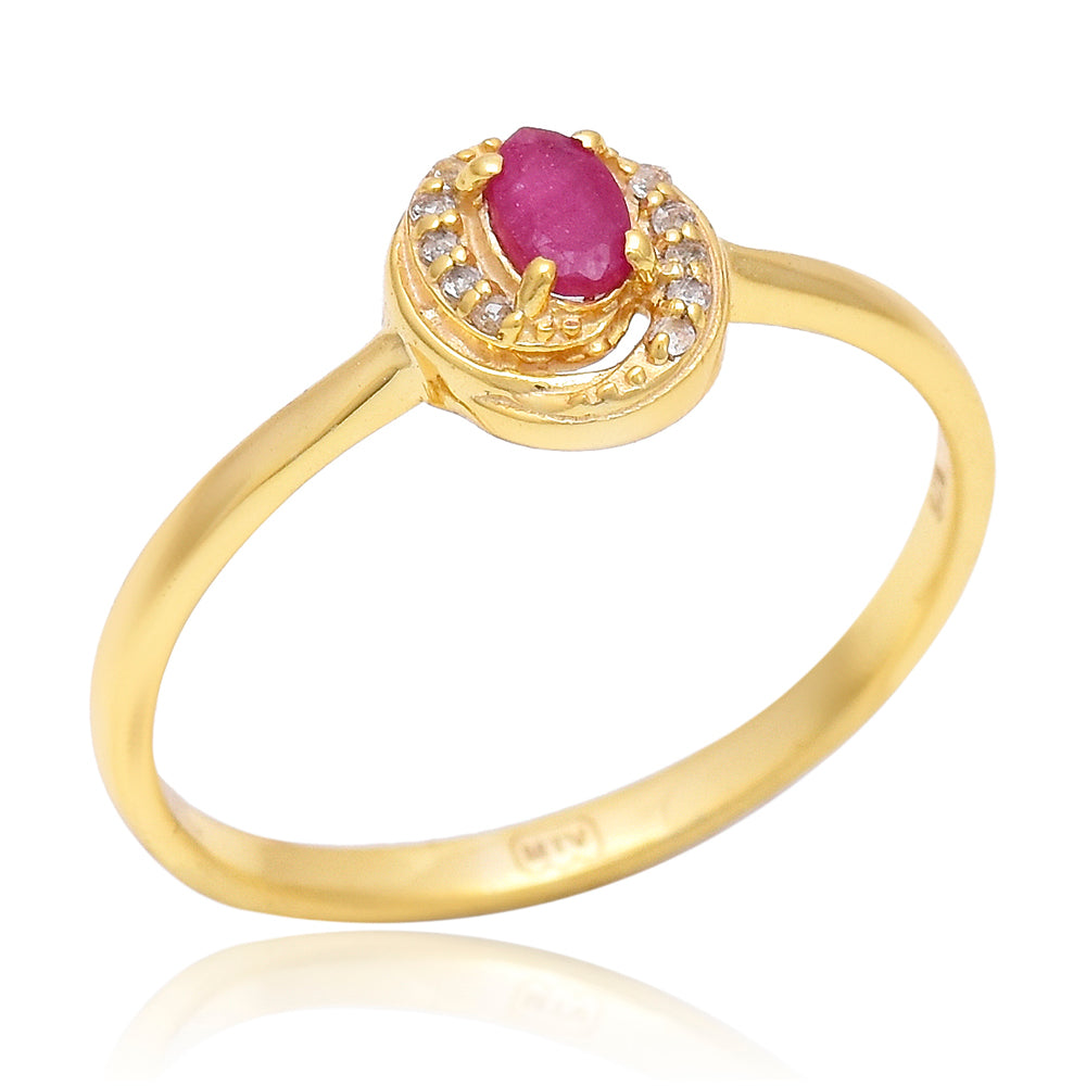 Pozlátený Strieborný Prsteň s Madagaskarským Rubínom a Bielym Topásom 1 