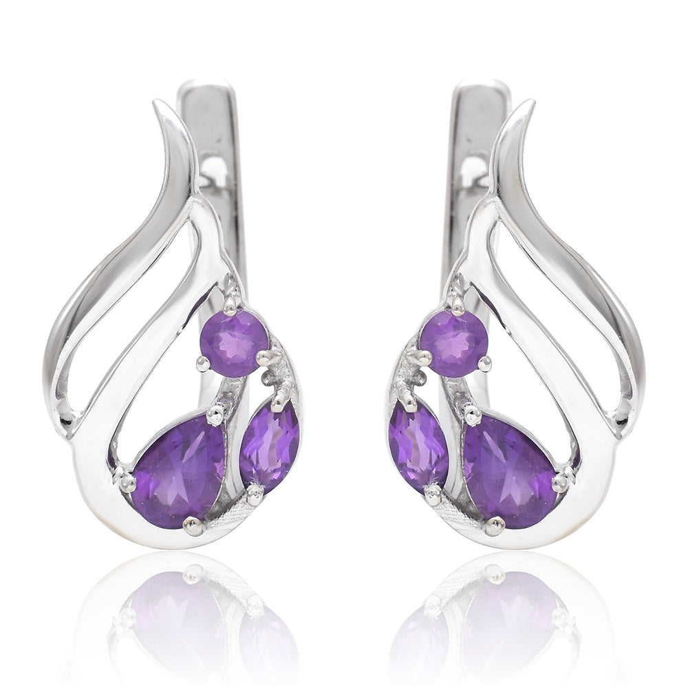 Pozlátené Strieborné Náušnice s Marockým Ametystom