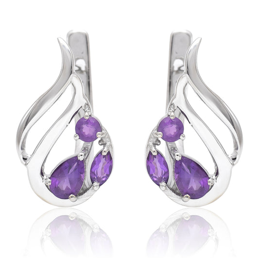 Pozlátené Strieborné Náušnice s Marockým Ametystom