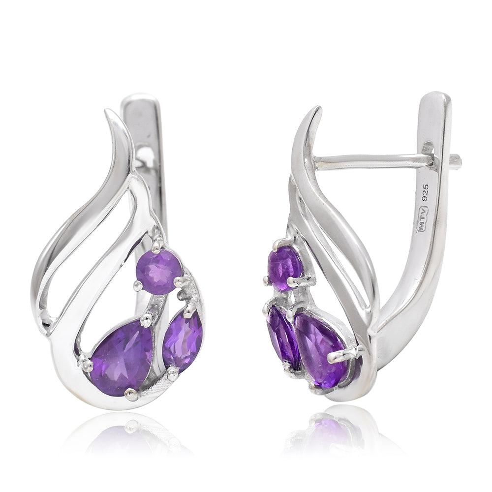 Pozlátené Strieborné Náušnice s Marockým Ametystom 2 