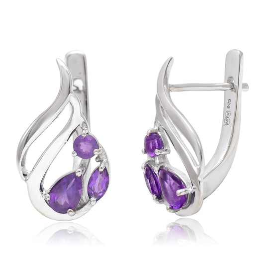 Pozlátené Strieborné Náušnice s Marockým Ametystom