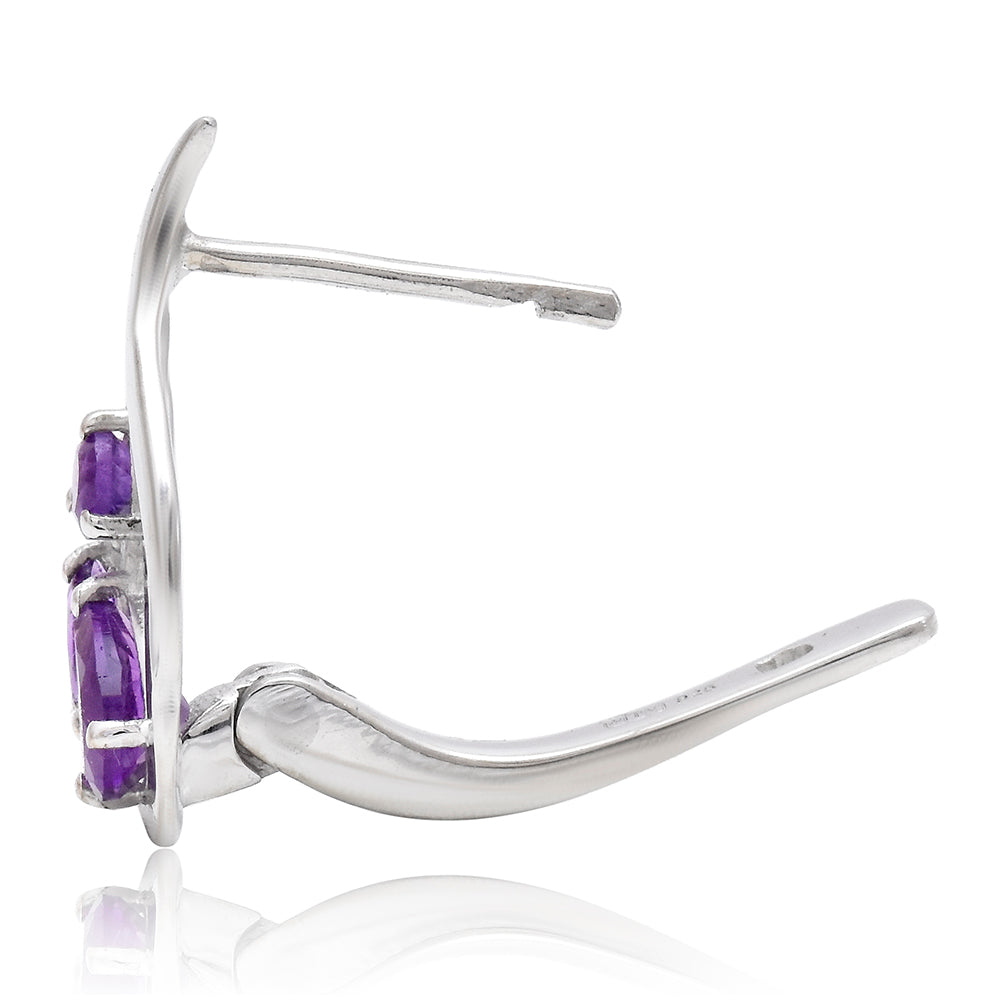 Pozlátené Strieborné Náušnice s Marockým Ametystom