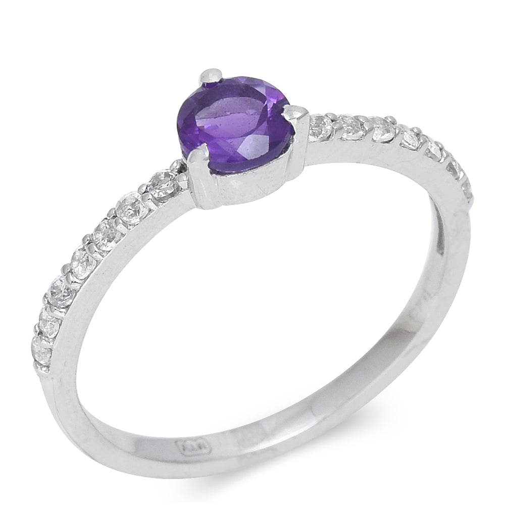 Pozlátený Strieborný Prsteň s Marockým Ametystom a Bielym Topásom 6 