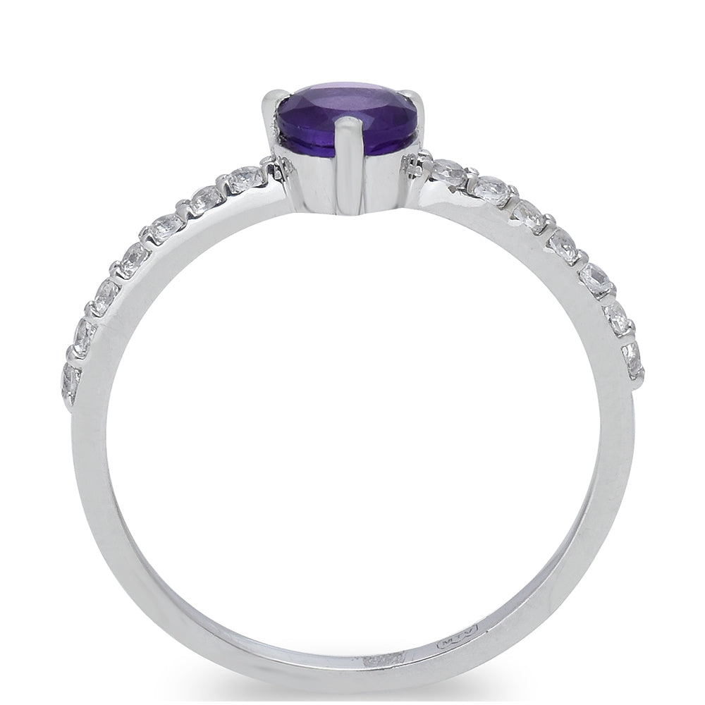 Pozlátený Strieborný Prsteň s Marockým Ametystom a Bielym Topásom 7 