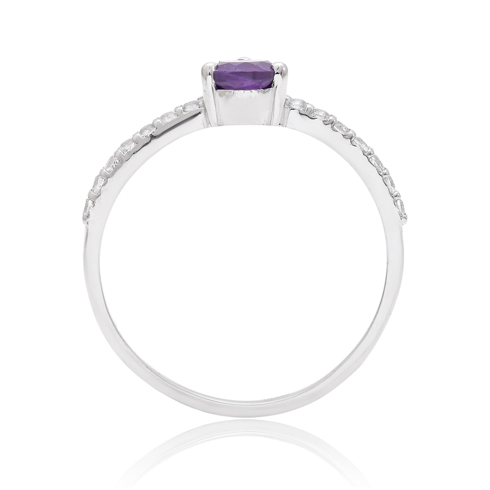 Pozlátený Strieborný Prsteň s Marockým Ametystom a Bielym Topásom