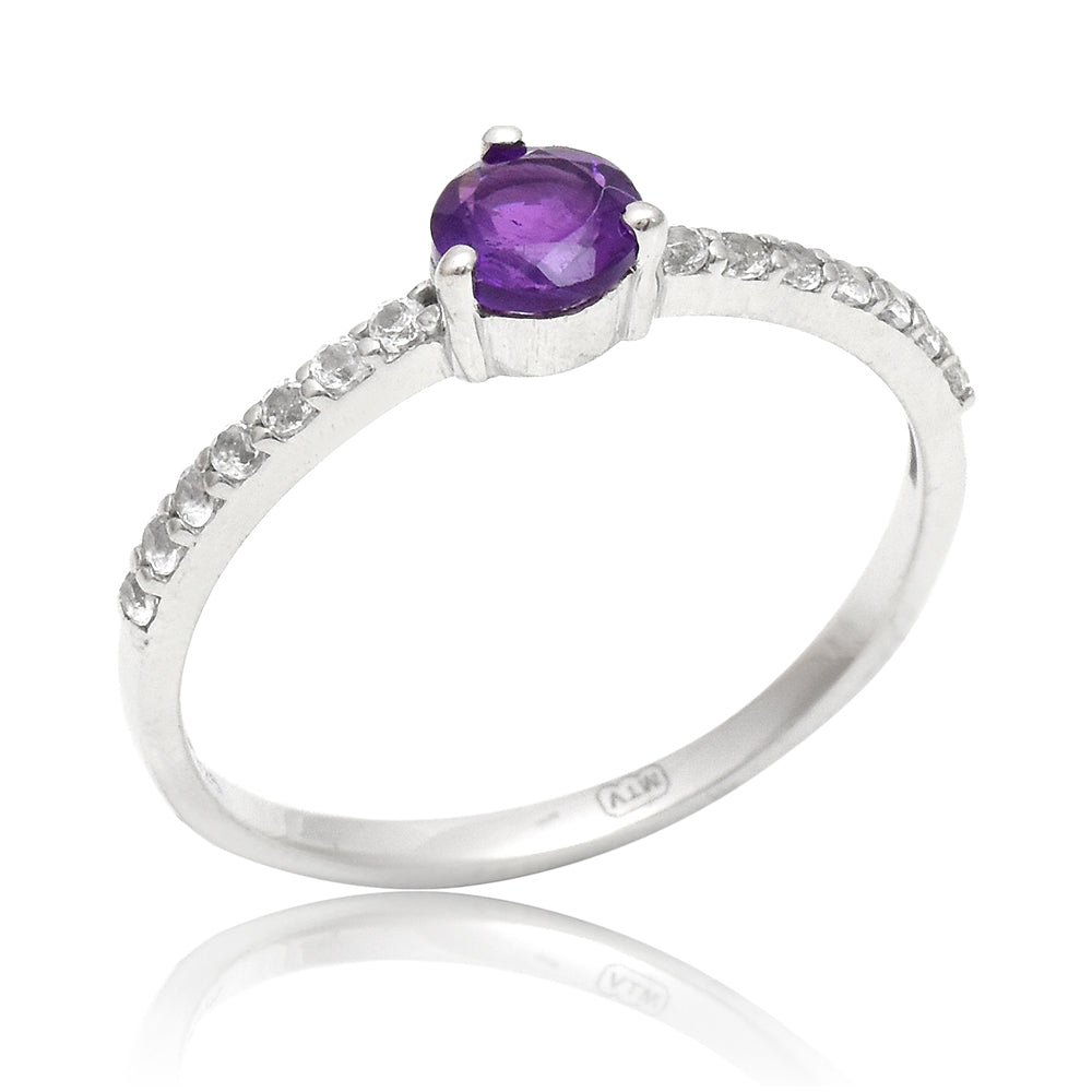 Pozlátený Strieborný Prsteň s Marockým Ametystom a Bielym Topásom 1 