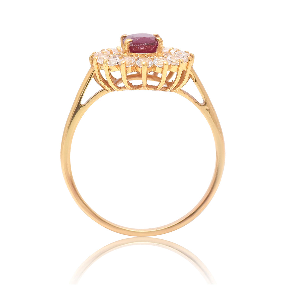 Pozlátený Strieborný Prsteň s Madagaskarským Rubínom a Bielym Topásom