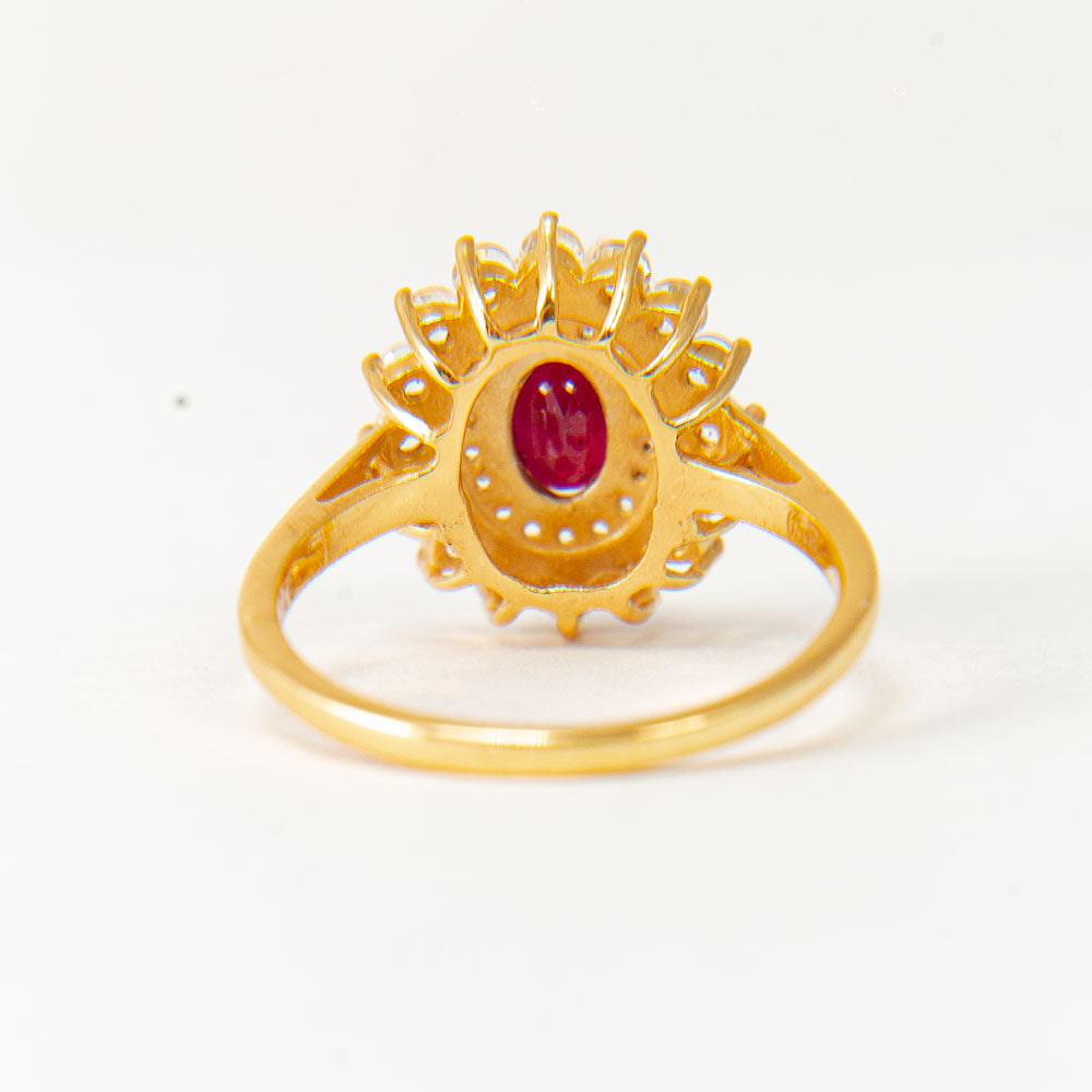 Pozlátený Strieborný Prsteň s Madagaskarským Rubínom a Bielym Topásom 5 