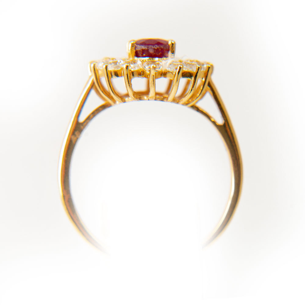 Pozlátený Strieborný Prsteň s Madagaskarským Rubínom a Bielym Topásom 6 