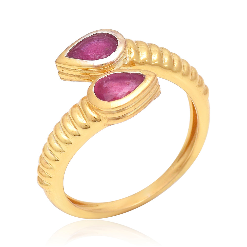 Pozlátený Strieborný Prsteň s Madagaskarským Rubínom 1 