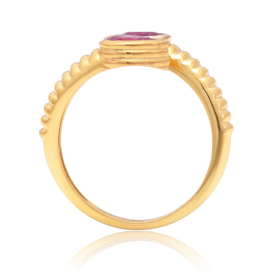 Pozlátený Strieborný Prsteň s Madagaskarským Rubínom