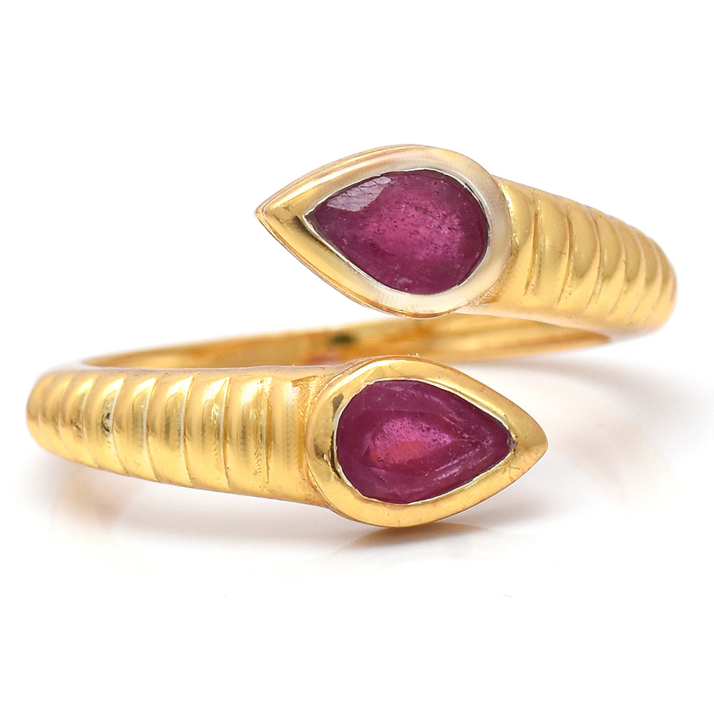 Pozlátený Strieborný Prsteň s Madagaskarským Rubínom 4 