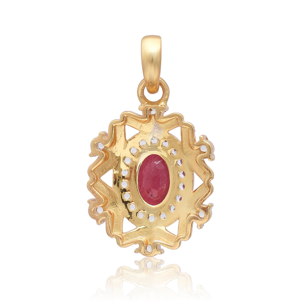 Pozlátený Strieborný Prívesok s Madagaskarským Rubínom a Bielym Topásom 2 