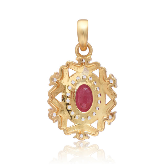 Pozlátený Strieborný Prívesok s Madagaskarským Rubínom a Bielym Topásom