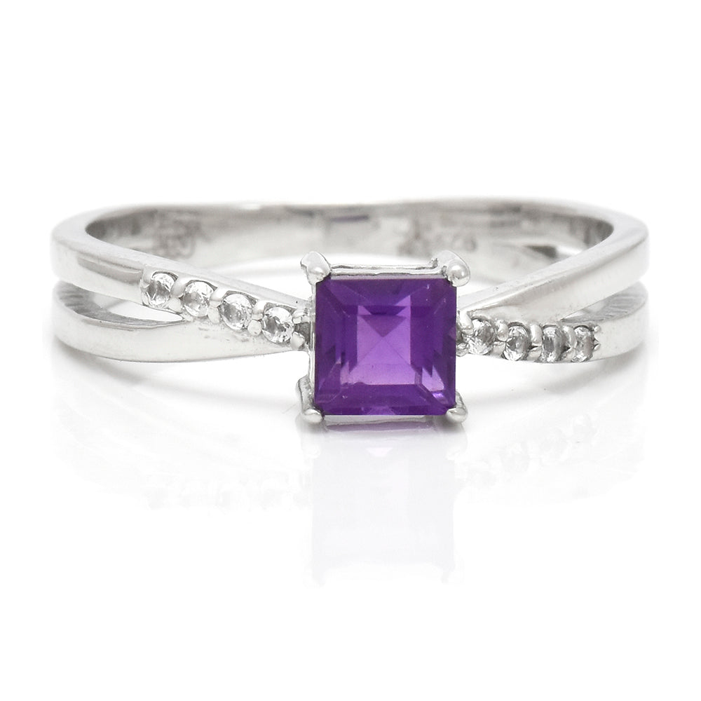 Strieborný Prsteň s Marockým Ametystom a Bielym Topásom 4 