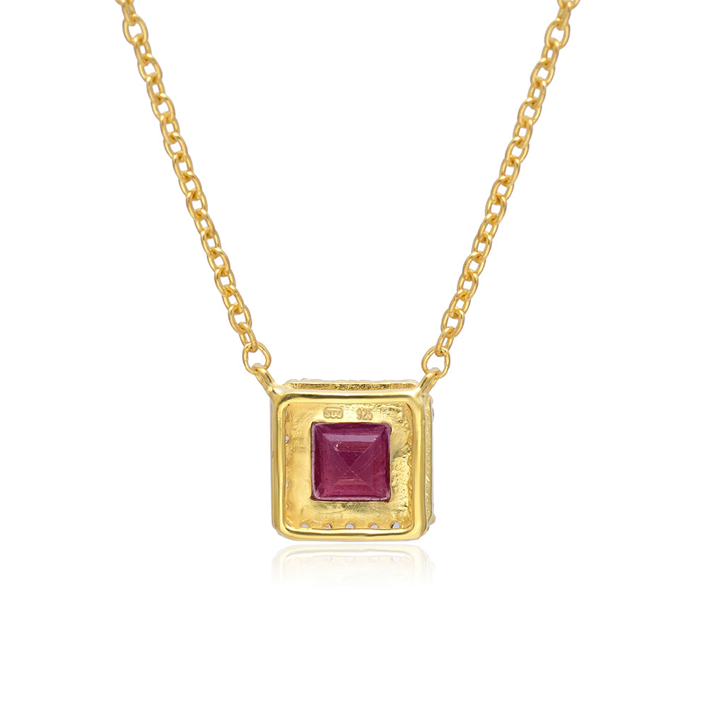 Pozlátený Strieborný Náhrdelník s Madagaskarským Rubínom a Bielym Topásom 4 