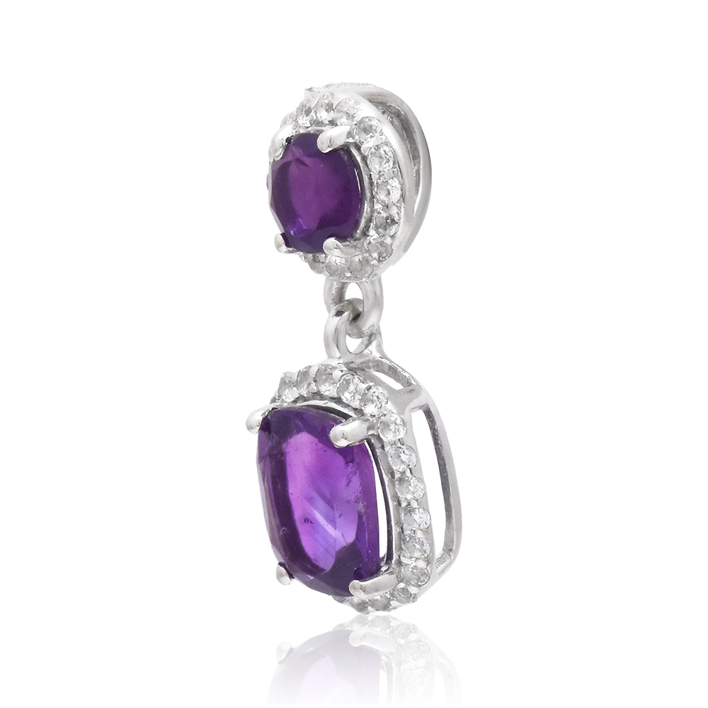 Strieborný Prívesok s Marockým Ametystom a Bielym Topásom 3 