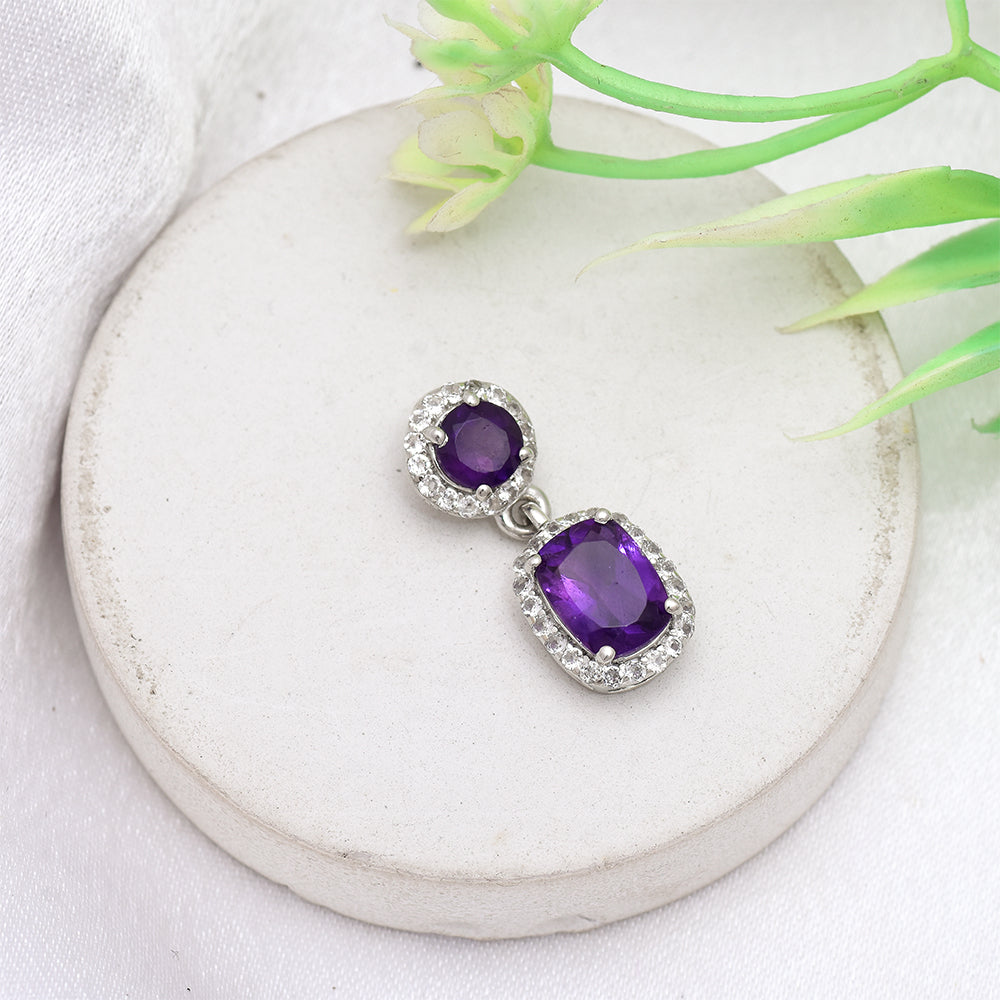 Strieborný Prívesok s Marockým Ametystom a Bielym Topásom 1 