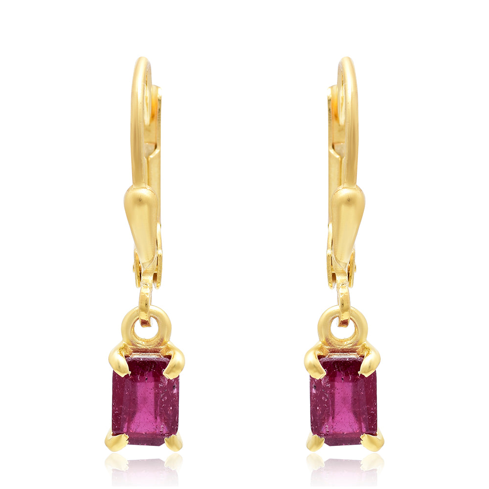 Pozlátené Strieborné Náušnice s Madagaskarským Rubínom 6 