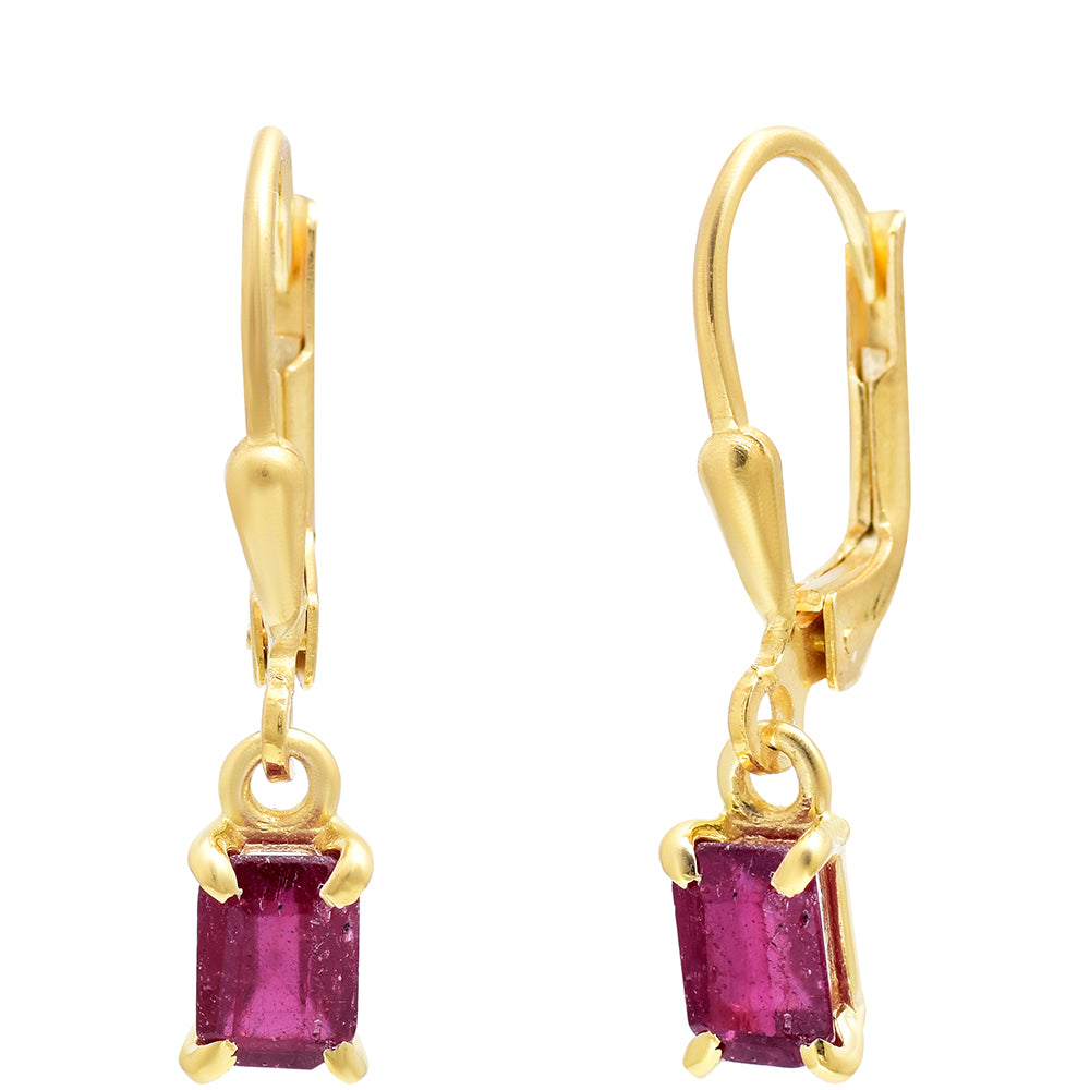 Pozlátené Strieborné Náušnice s Madagaskarským Rubínom