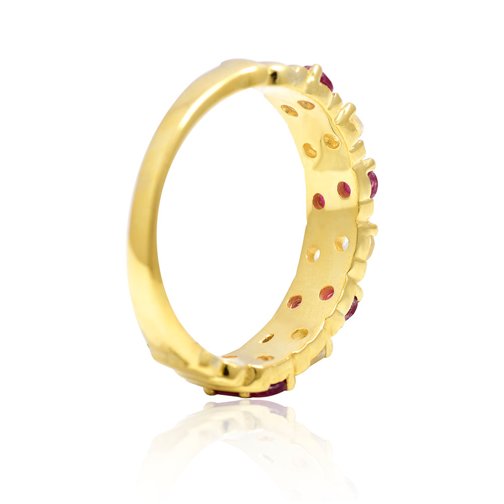 Pozlátený Strieborný Prsteň s Madagaskarským Rubínom a Bielym Topásom 3 