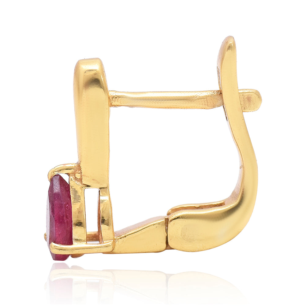 Pozlátené Strieborné Náušnice s Madagaskarským Rubínom