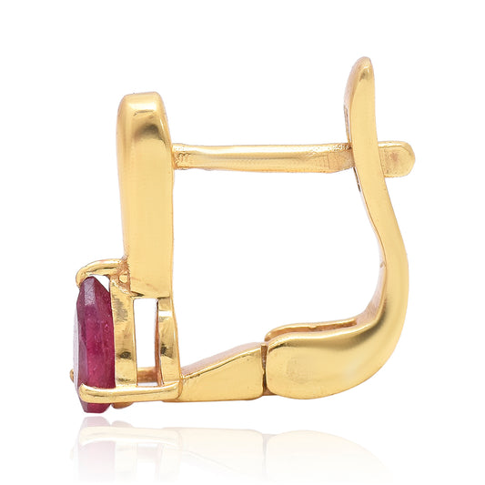 Pozlátené Strieborné Náušnice s Madagaskarským Rubínom