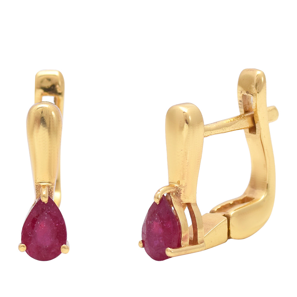 Pozlátené Strieborné Náušnice s Madagaskarským Rubínom 3 