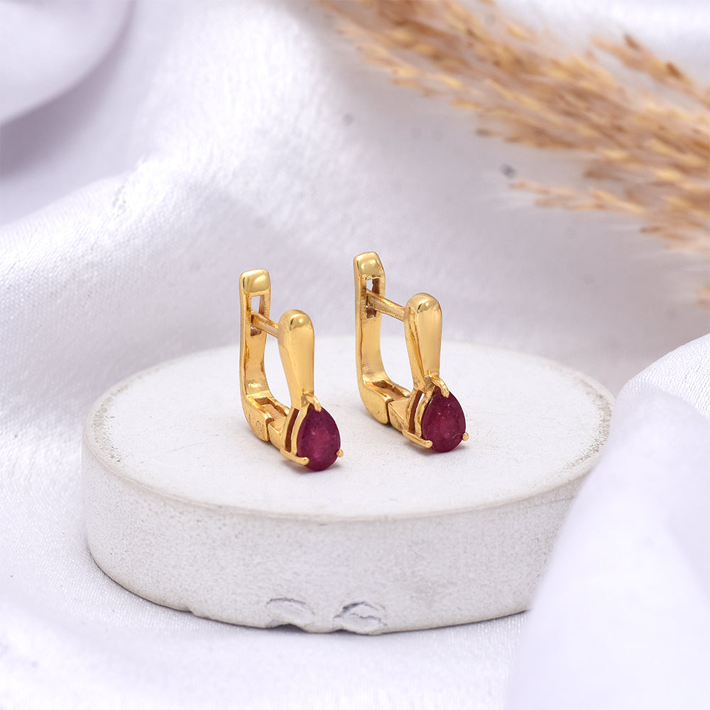 Pozlátené Strieborné Náušnice s Madagaskarským Rubínom