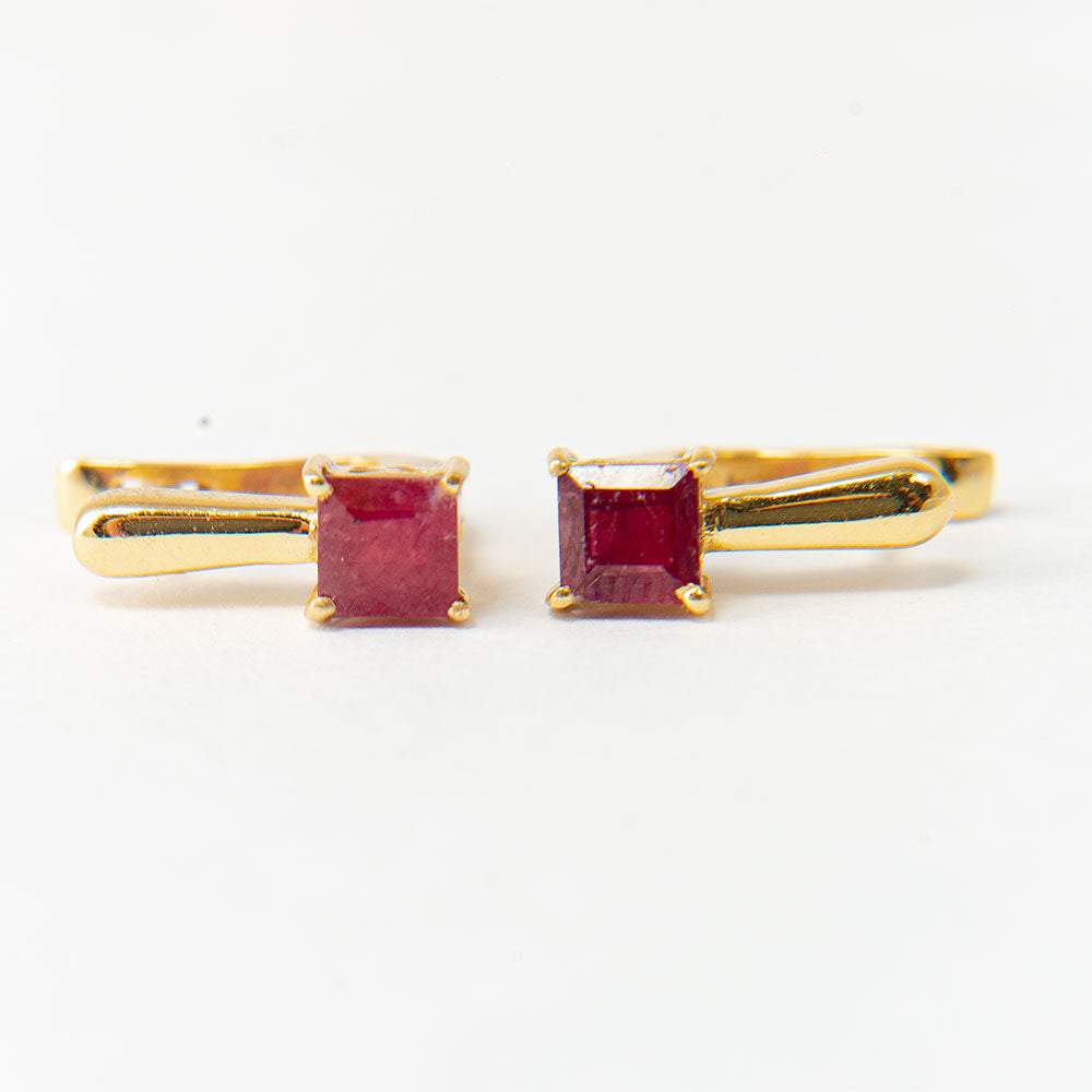 Pozlátené Strieborné Náušnice s Madagaskarským Rubínom 3 
