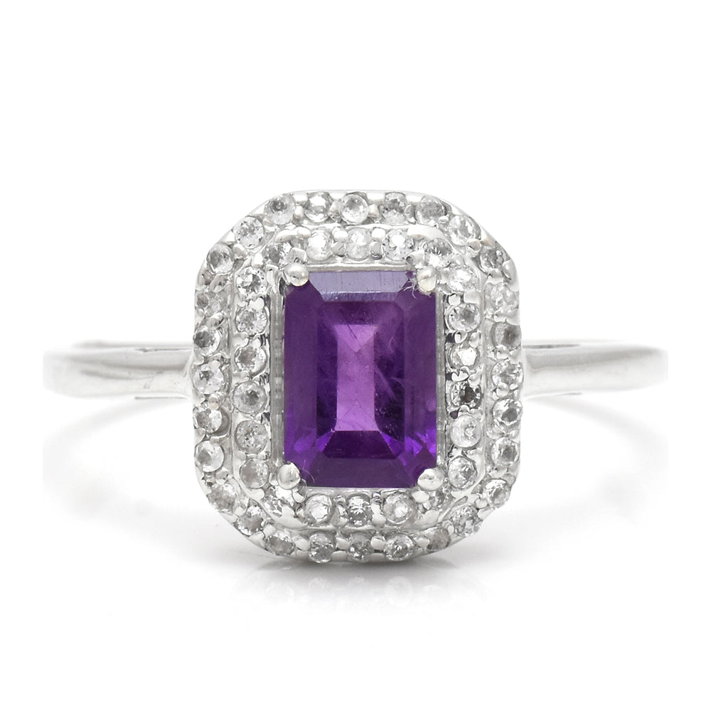 Strieborný Prsteň s Marockým Ametystom a Bielym Topásom 2 