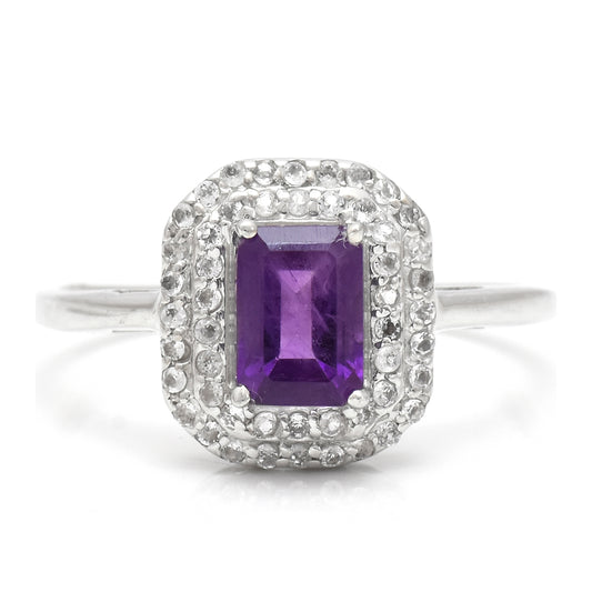 Strieborný Prsteň s Marockým Ametystom a Bielym Topásom