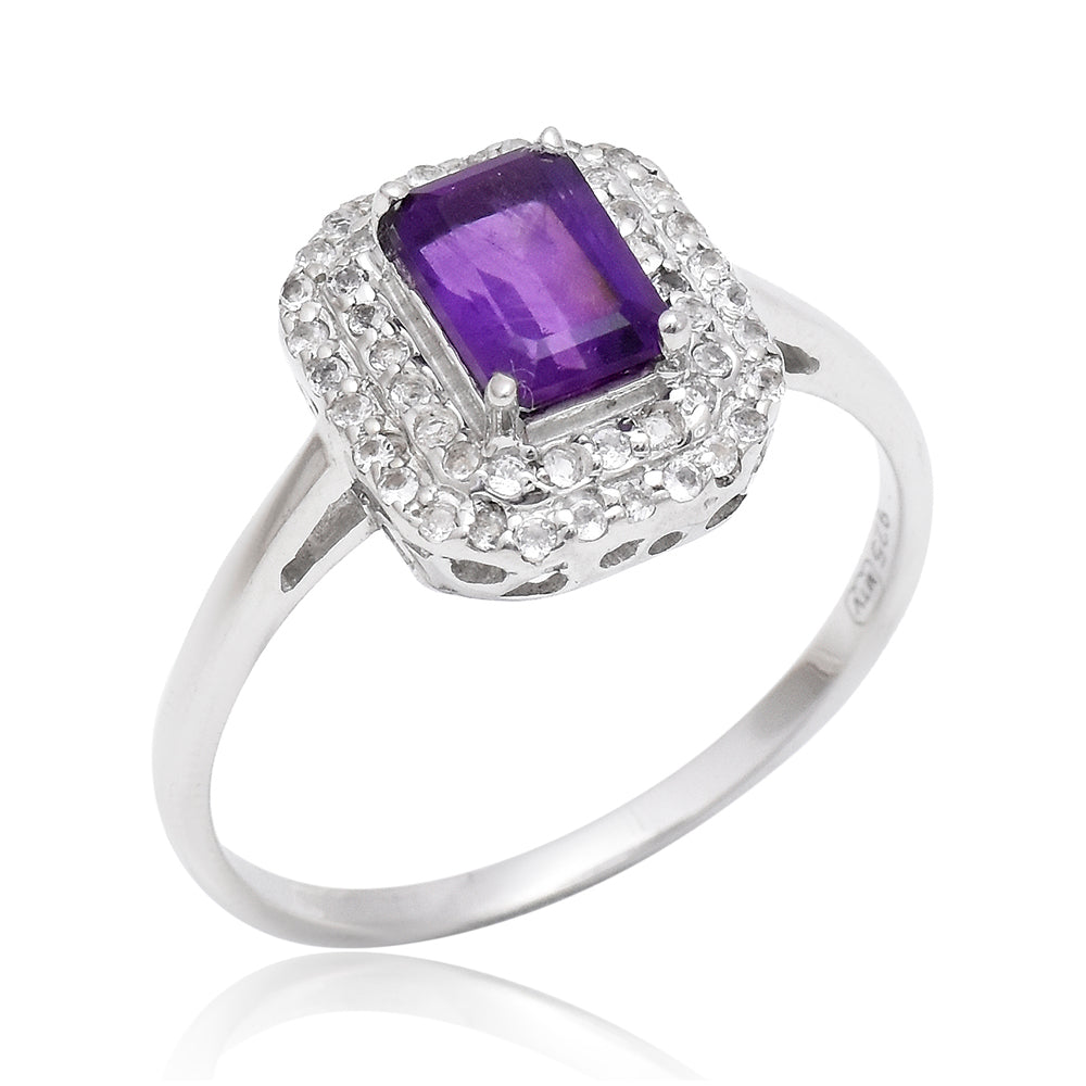 Strieborný Prsteň s Marockým Ametystom a Bielym Topásom 1 