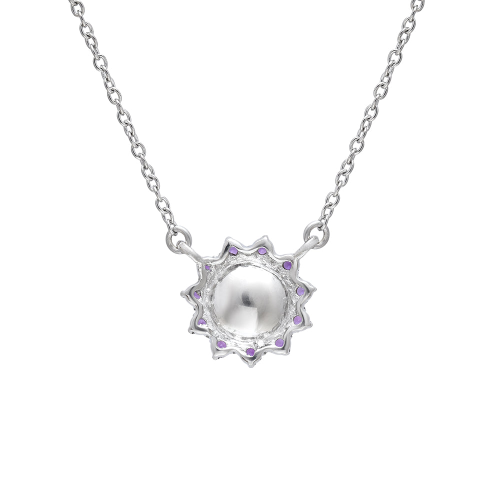 Strieborný Náhrdelník s Marockým Ametystom a Bielou Sladkovodnou Perlou 3 