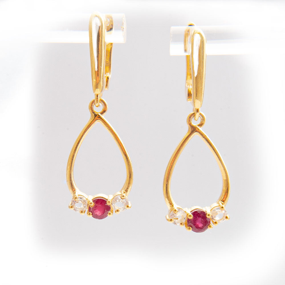 Pozlátené Strieborné Náušnice s Madagaskarským Rubínom 1 
