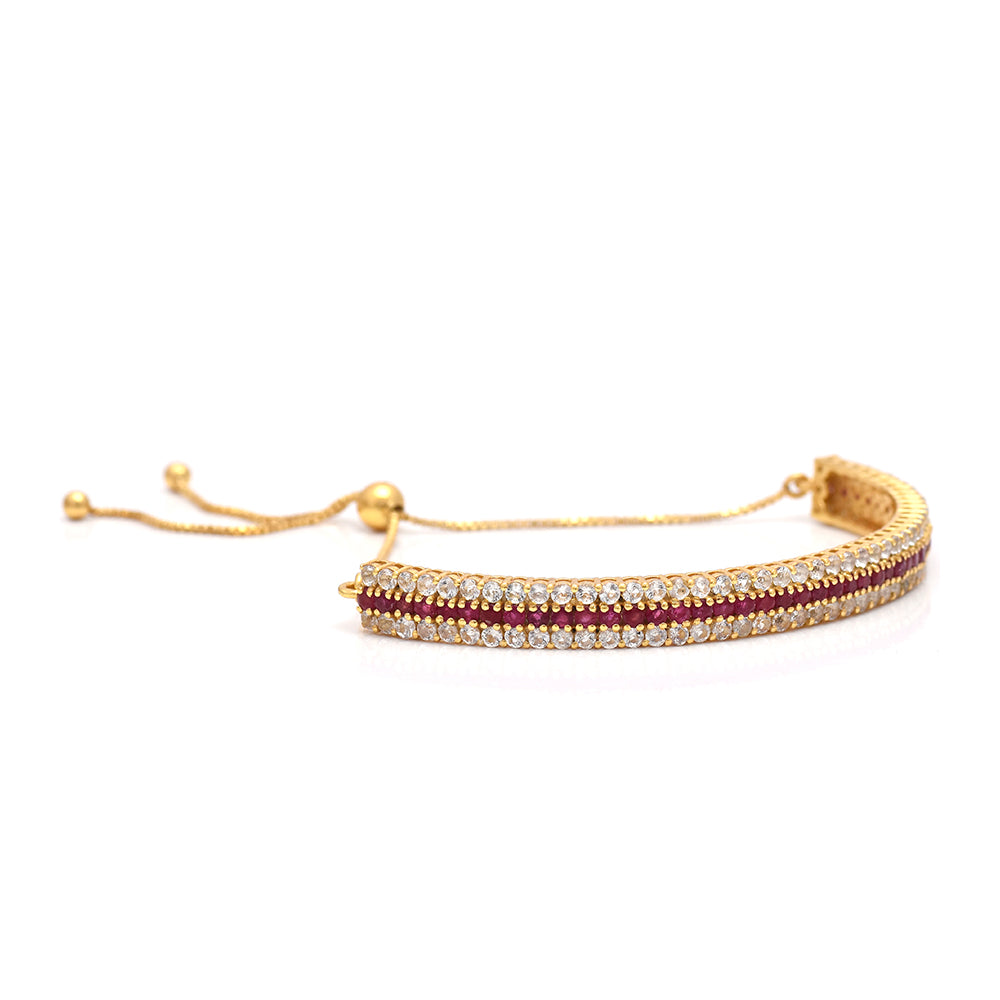 Pozlátený Strieborný Náramok s Madagaskarským Rubínom a Bielym Topásom 2 