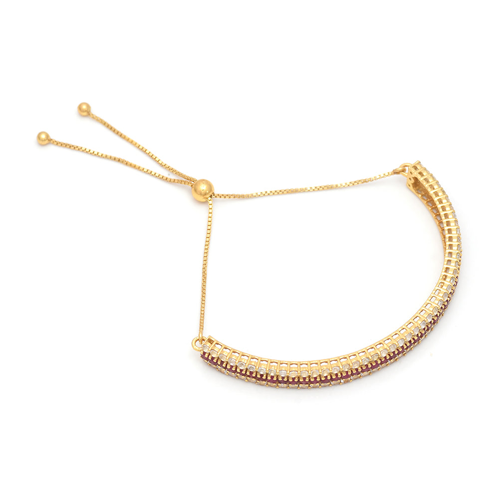 Pozlátený Strieborný Náramok s Madagaskarským Rubínom a Bielym Topásom 3 