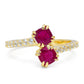 Pozlátený Strieborný Prsteň s Madagaskarským Rubínom a Bielym Topásom